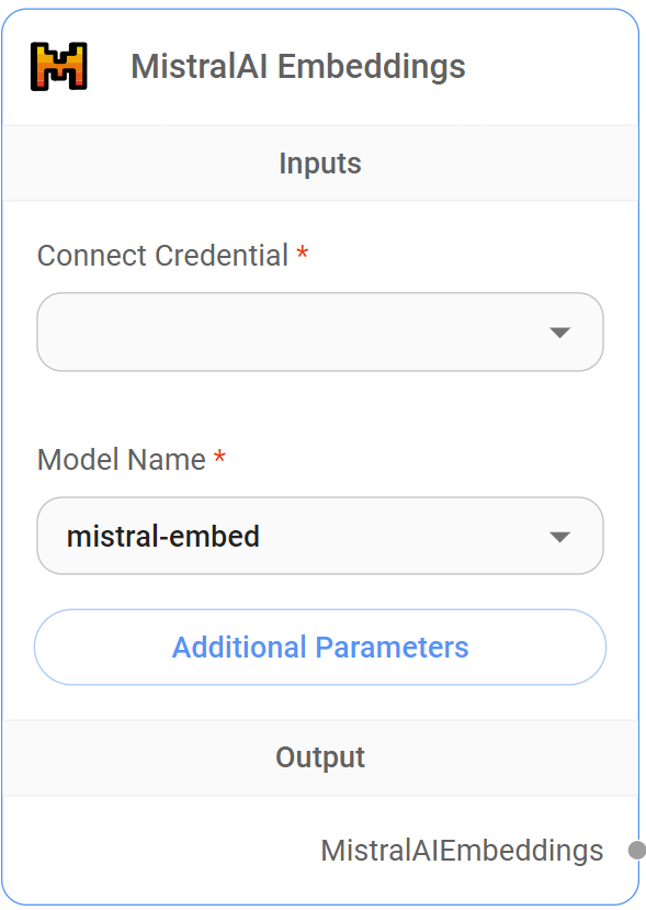 <p>MistralAI Embeddings Node</p>